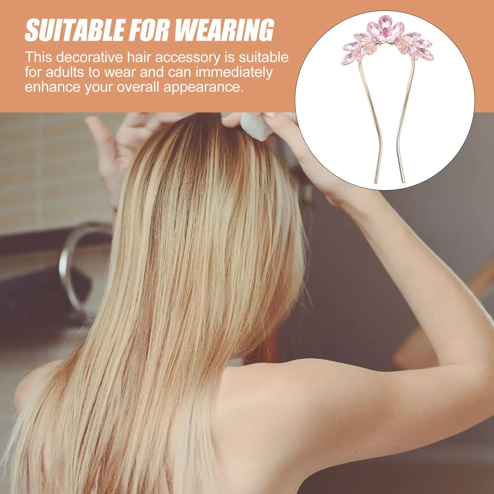 U-Shaped Rhinestone Flower Hairpin Metal Bridal Hair Accessories Wedding Bride Hairstyle Chignon Pin Elegant Hair Clip for Women