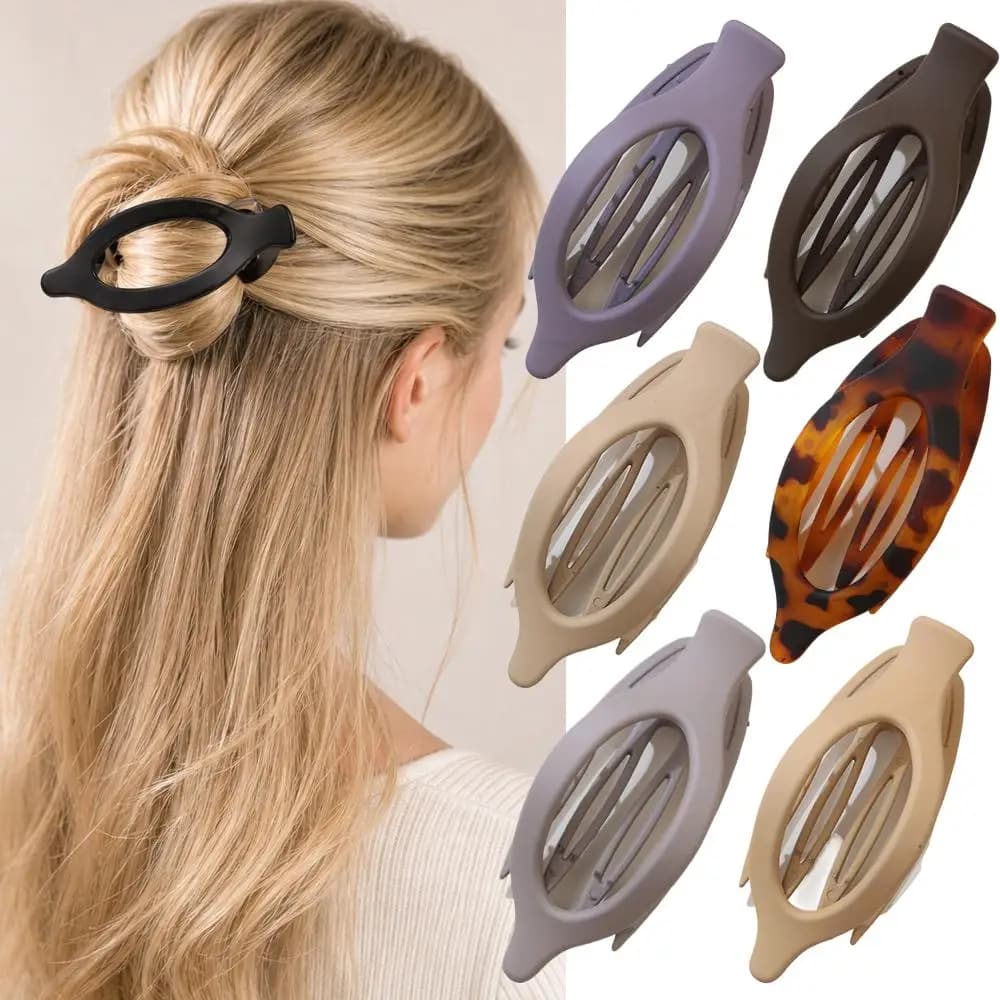 Large Size Plastic Hair Claw Clip Matte Color Hair Clamps Grab Hollowed Oval Geometric Barrettes Hairpin Women Hair Accessories