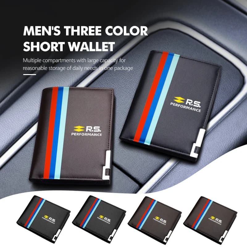 Men Car Short Leather Multifunctional Card Bag Wallet Storage Bag For Renault Arkana Captur Twingo Talisman RS Line Logan Duster