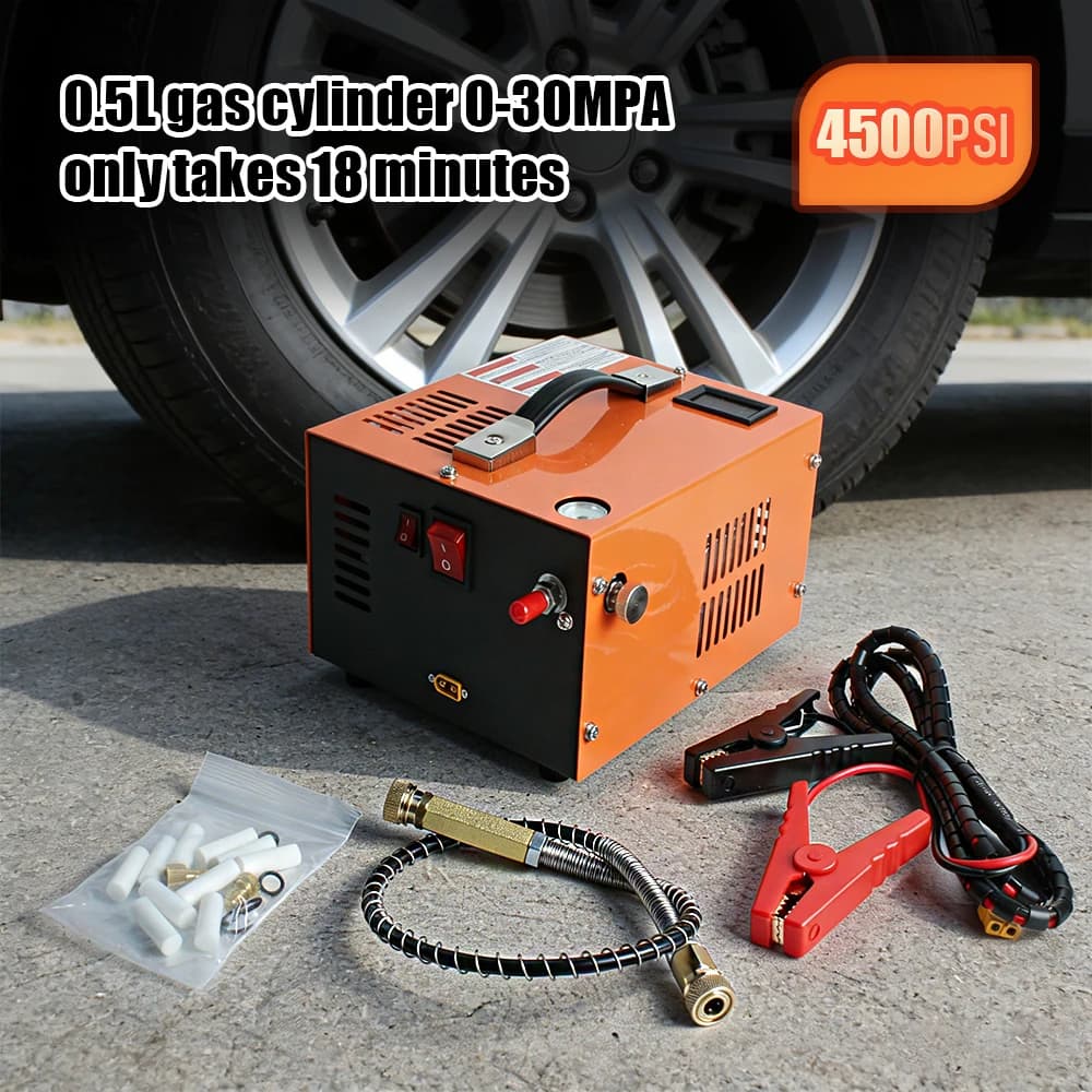 Pompa d'Aria Elettrica Portatile 12V 4500PSI, Compressore ad Alta Pressione per Pneumatici di Auto, Moto e Biciclette