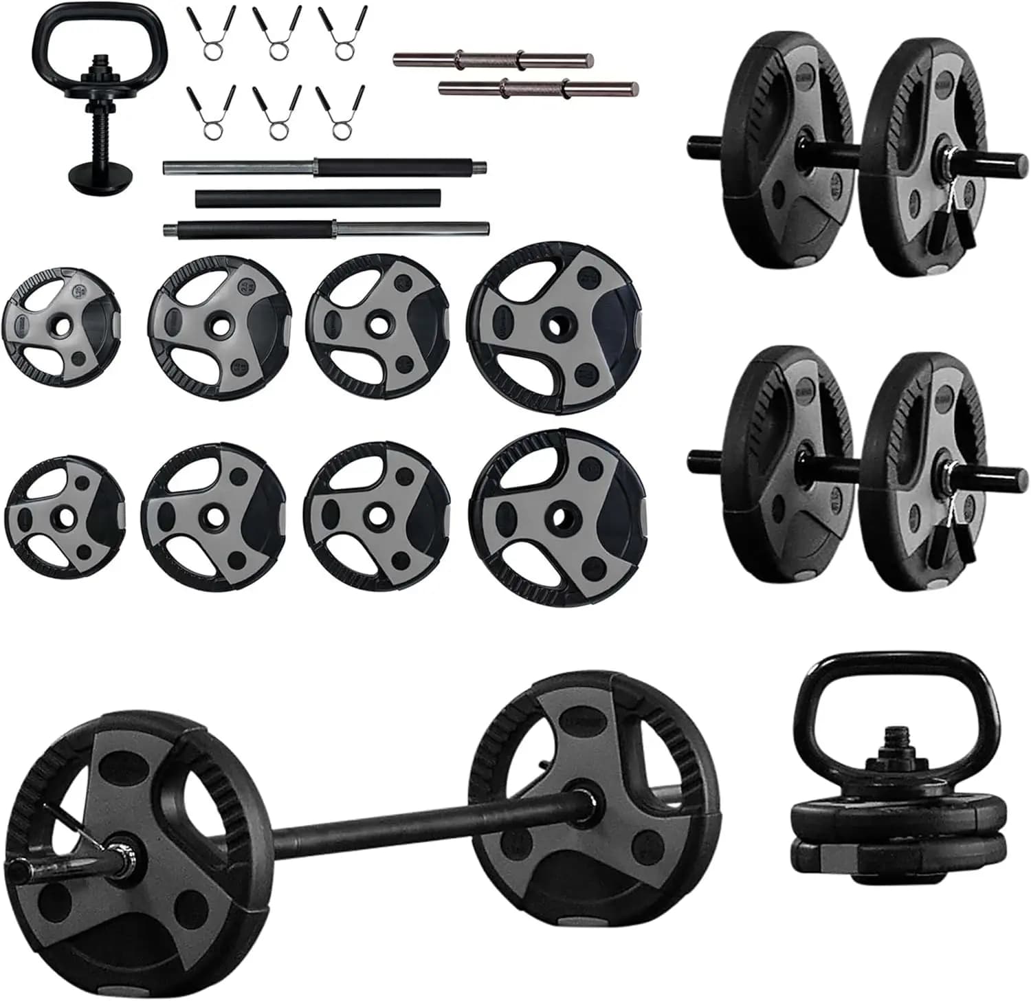 Set di Pesi Regolabili per Palestra Domestica - Bilanciere, Manubri e Kettlebell - Set da 3 Pezzi, 35 libbre