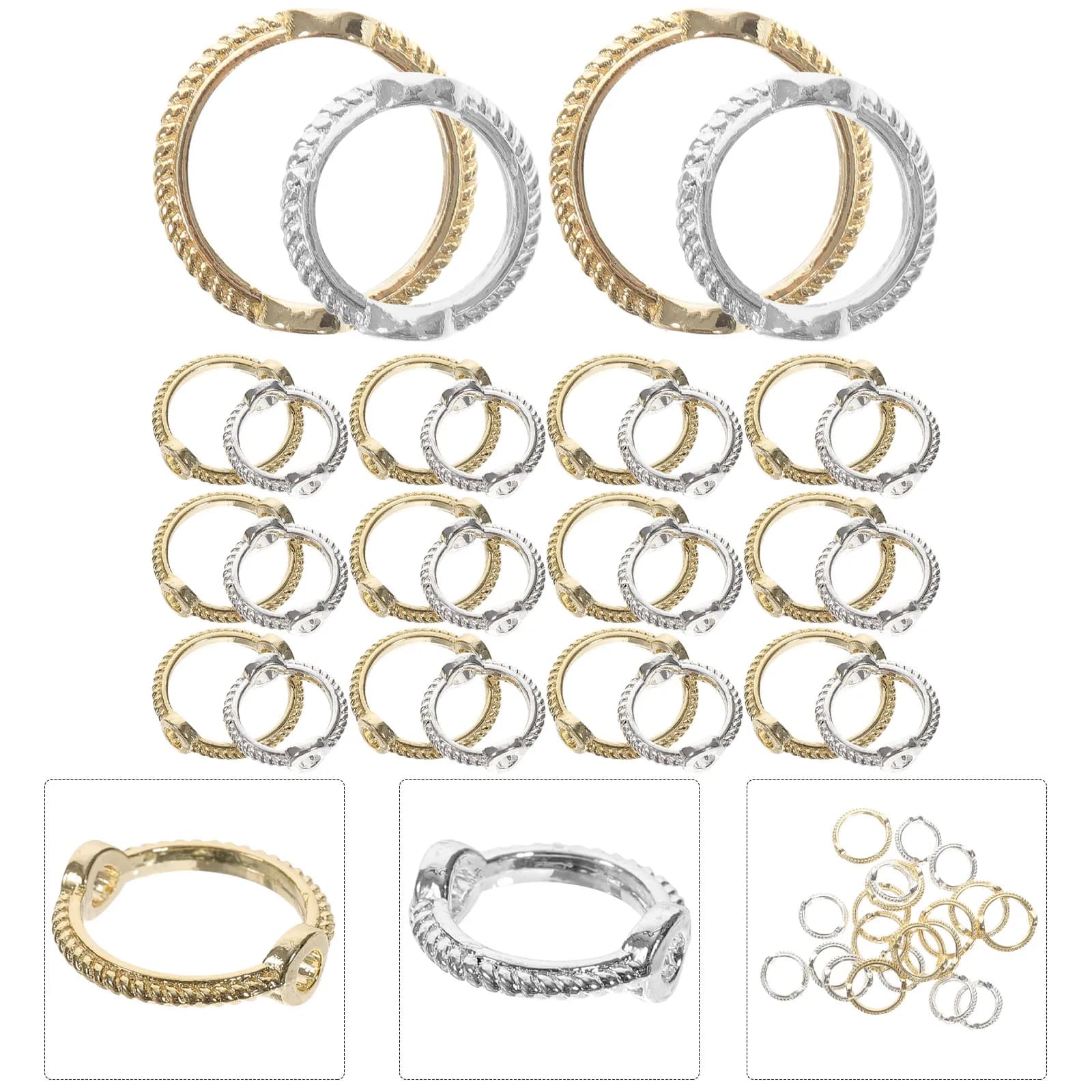 40Pcs Copper Round Bead Frames Double Hole Links for Jewelry Making DIY Bracelet Necklace Craft Supplies Round Beads Frame
