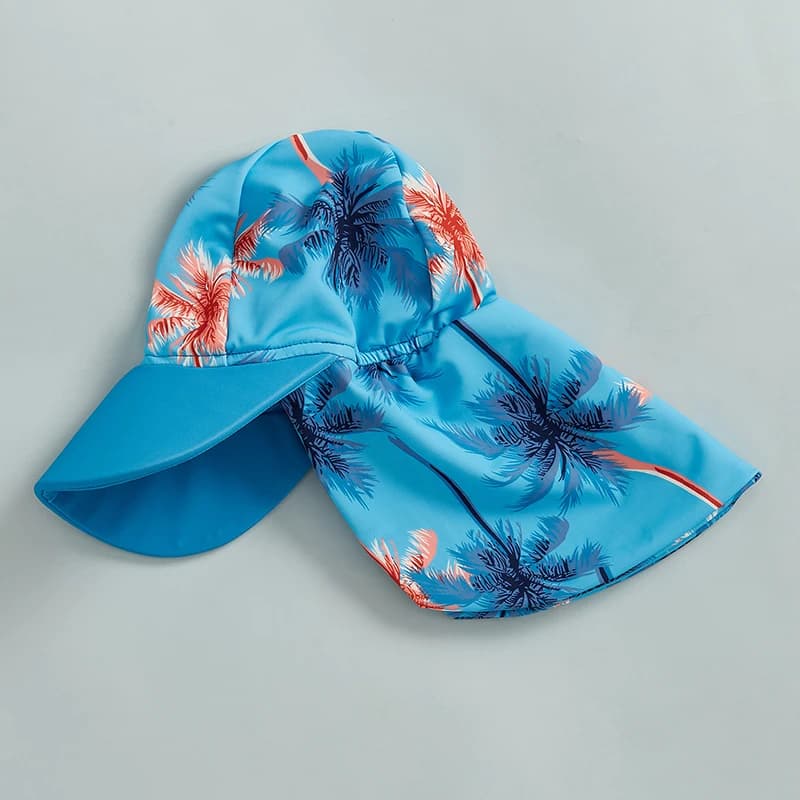 Newborn swimsuit with shark print, long sleeve, zippered swimsuit and rash guard and bath cap set
