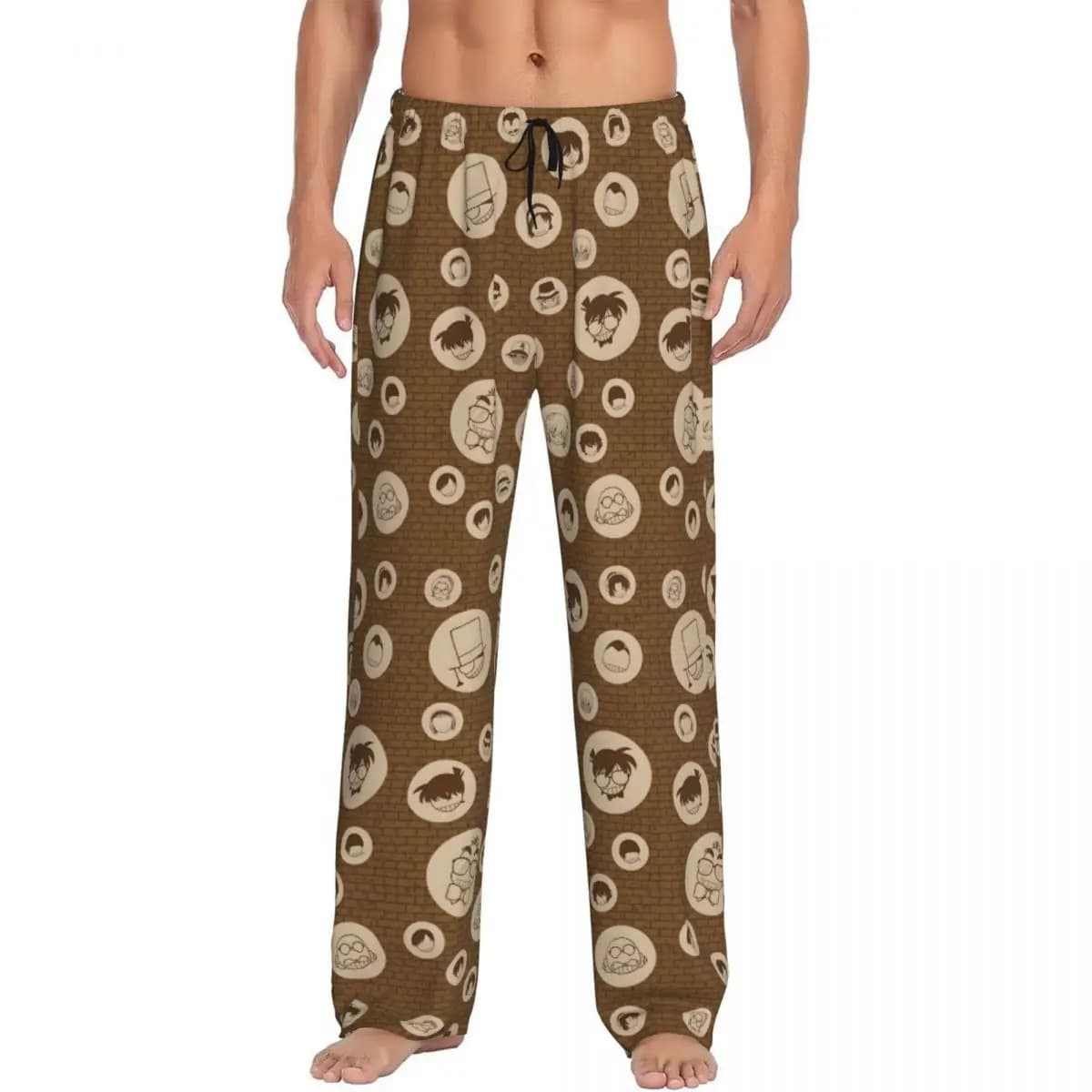 Custom Print Men's Funny Detectived Anime Conan Pajama Pants Sleepwear Sleep Lounge Bottoms with Pockets