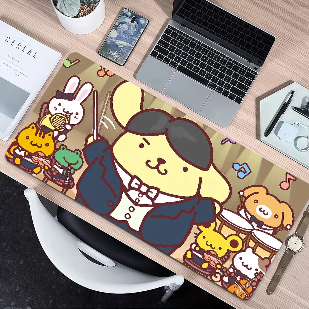 Simpatico e divertente tappetino per mouse a tema cartone animato Pompompurin, antiscivolo, con bordi rinforzati, spesso, grande, per gaming, ufficio e studenti