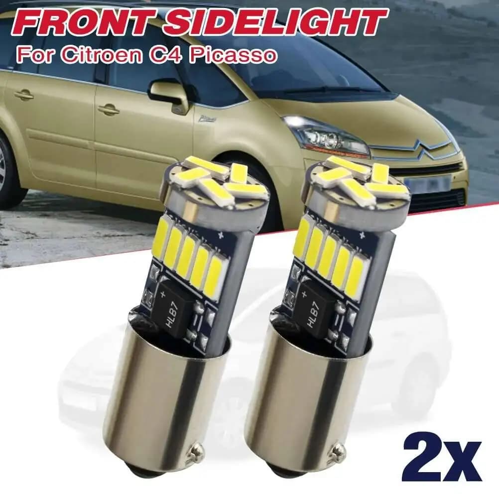2X Per Citroen C4 Grand H6w Bax9s Ba9s 15Smd 4014 Luce laterale anteriore Smd Led Luce di parcheggio Lampadine per fari Xenon Bianco