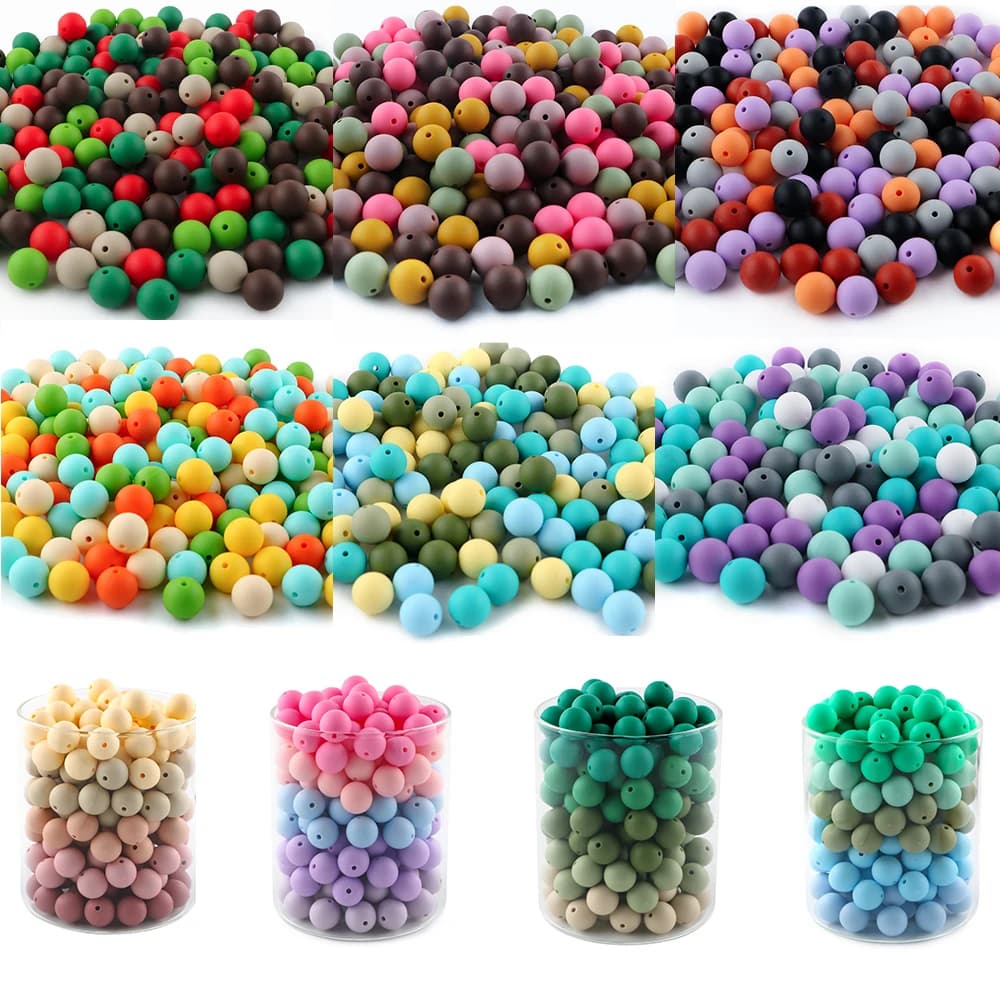 20-40 pezzi 9/12/15/19mm Nuova Collezione di Perline Rotonde in Silicone per Creazione Gioielli Fai da Te, Bracciali, Collane e Accessori Fatti a Mano