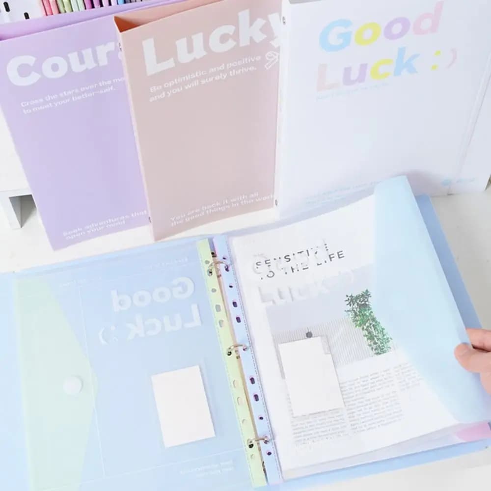 New Loose Leaf A4 File Folder Detachable Students Stationery Data Book Transparent File Bag Gift