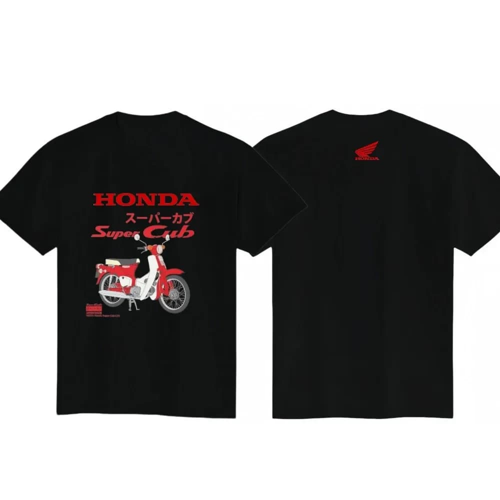 Honda Super Cub Motorcycle T Shirt Men Vintage Biker Rider Graphic Tee Cotton Casual Short Sleeve Streetwear Top