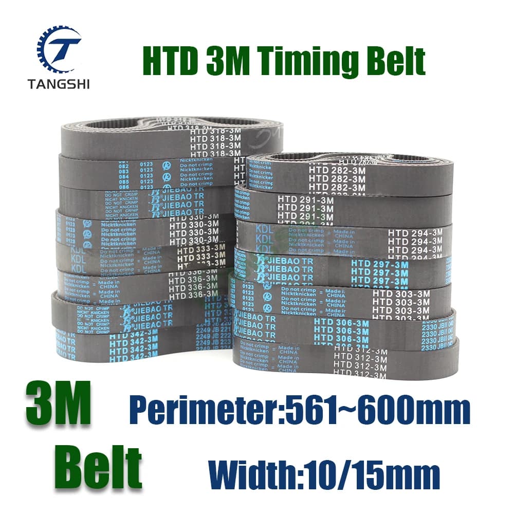 Larghezza cinghia dentata in gomma ad anello chiuso HTD 3M 10/15mm lunghezza 561/564/567/570/573/576/579/582/585/588/591/594/597/600 cintura mm HTD 3M