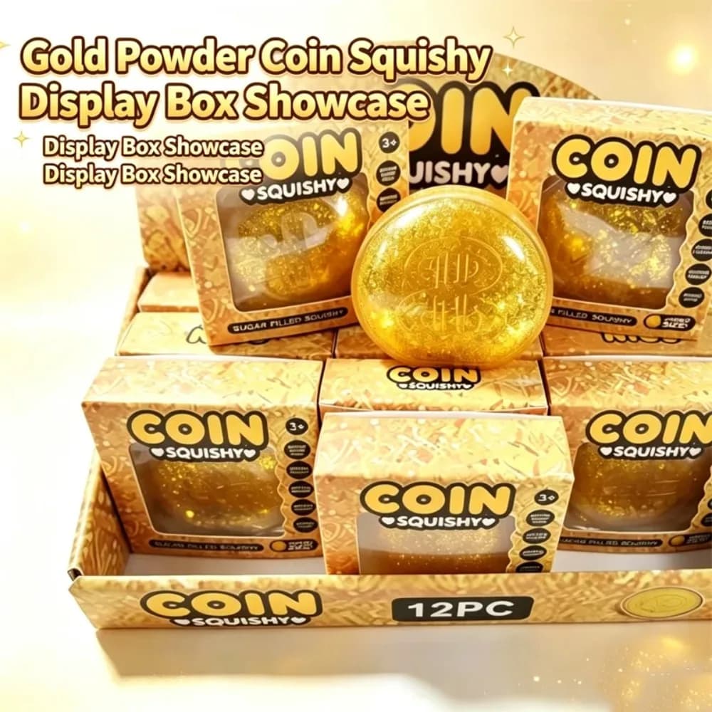 Coin Squishy Simulation Dollar Gold Glitter Powder Sugar Filled Slow Rising Stress Relief Squeeze Decompression Toy For Adult