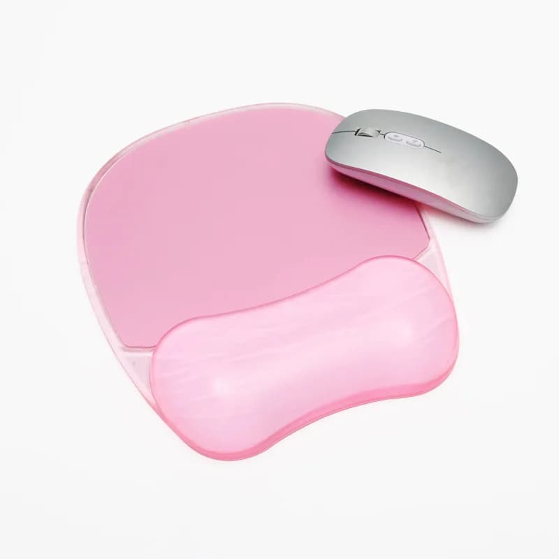 Tappetino per mouse con protezione per il polso in cristallo trasparente, nuovo tappetino da polso estivo morbido, rinfrescante, antiscivolo e impermeabile, tappetino da scrivania rosa