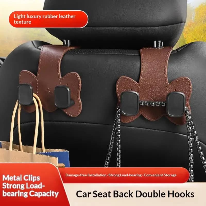 2Pcs 4Pcs Double Hook Car Seat Rear Storage Hook No Punching Hidden Organizer for Bag Coat Vehicle Backseat Convenience Use