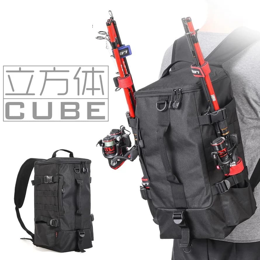 Multifunctional Men's Fishing Backpack Bucket Bag Oxford Waterproof Portable Backpack For Store Outdoor Fishing Rods