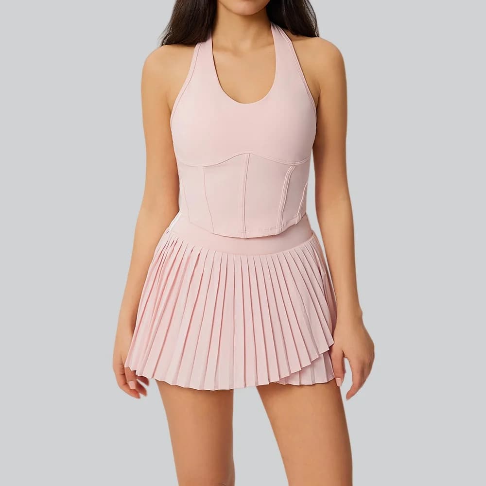 Set Sportivo da Donna 2 Pezzi: Reggiseno Sportivo e Gonna Corta a Vita Alta, Traspirante per Yoga, Corsa e Allenamento in Palestra