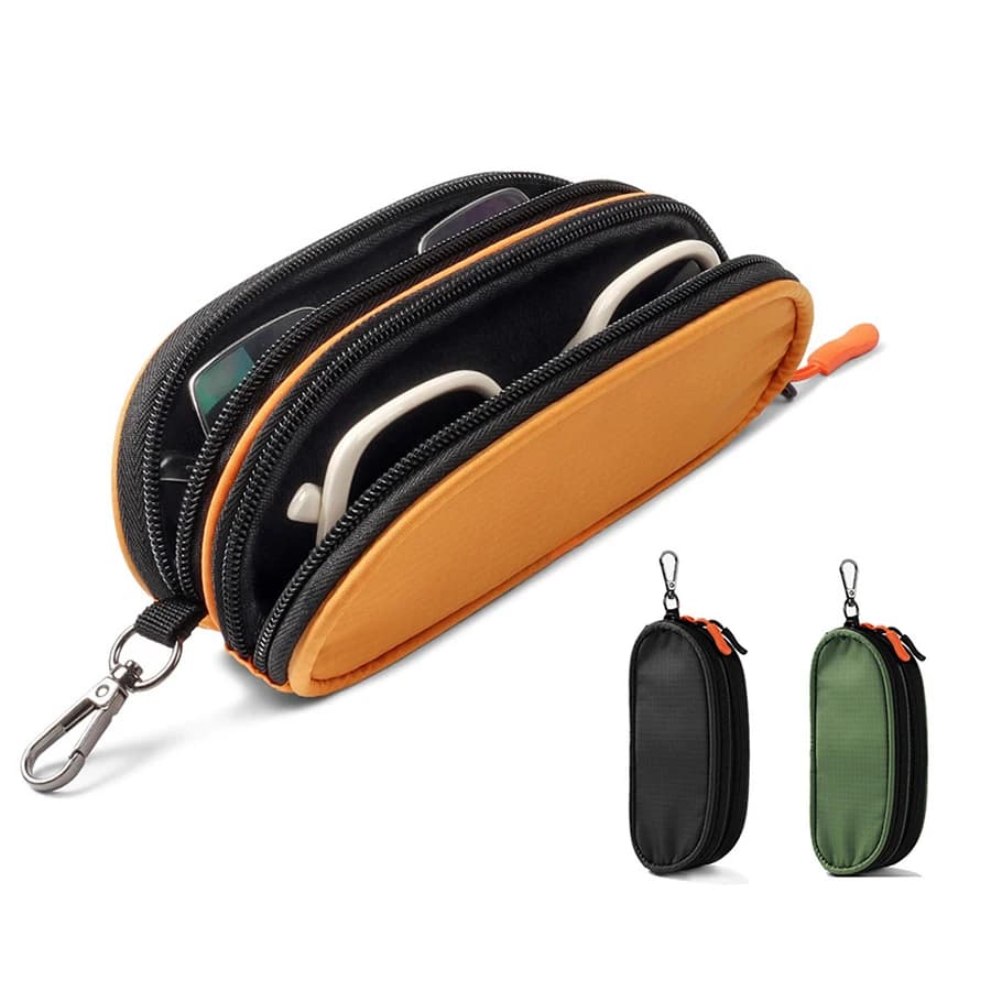 Nuovo Astuccio Porta Occhiali a Doppio Strato, Organizer Impermeabile da Viaggio, Borsa Multifunzionale in Materiale Resistente, Scatola Portaoggetti per Viaggi d'Affari