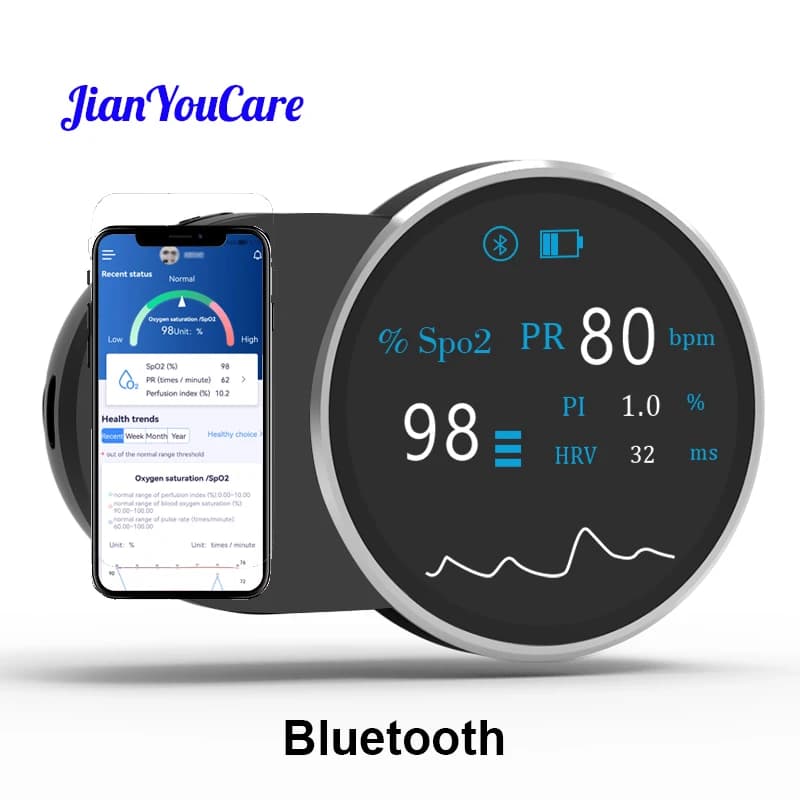 Portable rechargeable Fingertip bluetooth Pulse Oximeter spo2 PR & PI HRV app data finger oximeters oximetro De Dedo Led Screen