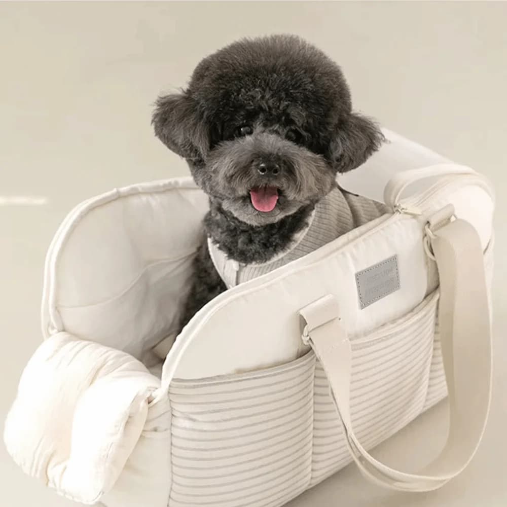 Portable Pet Carrier Bag Breathable Mesh Large Capacity Pet Travel Bag Warm Lining One-Shoulder Strap Small Dog Carrier Bag