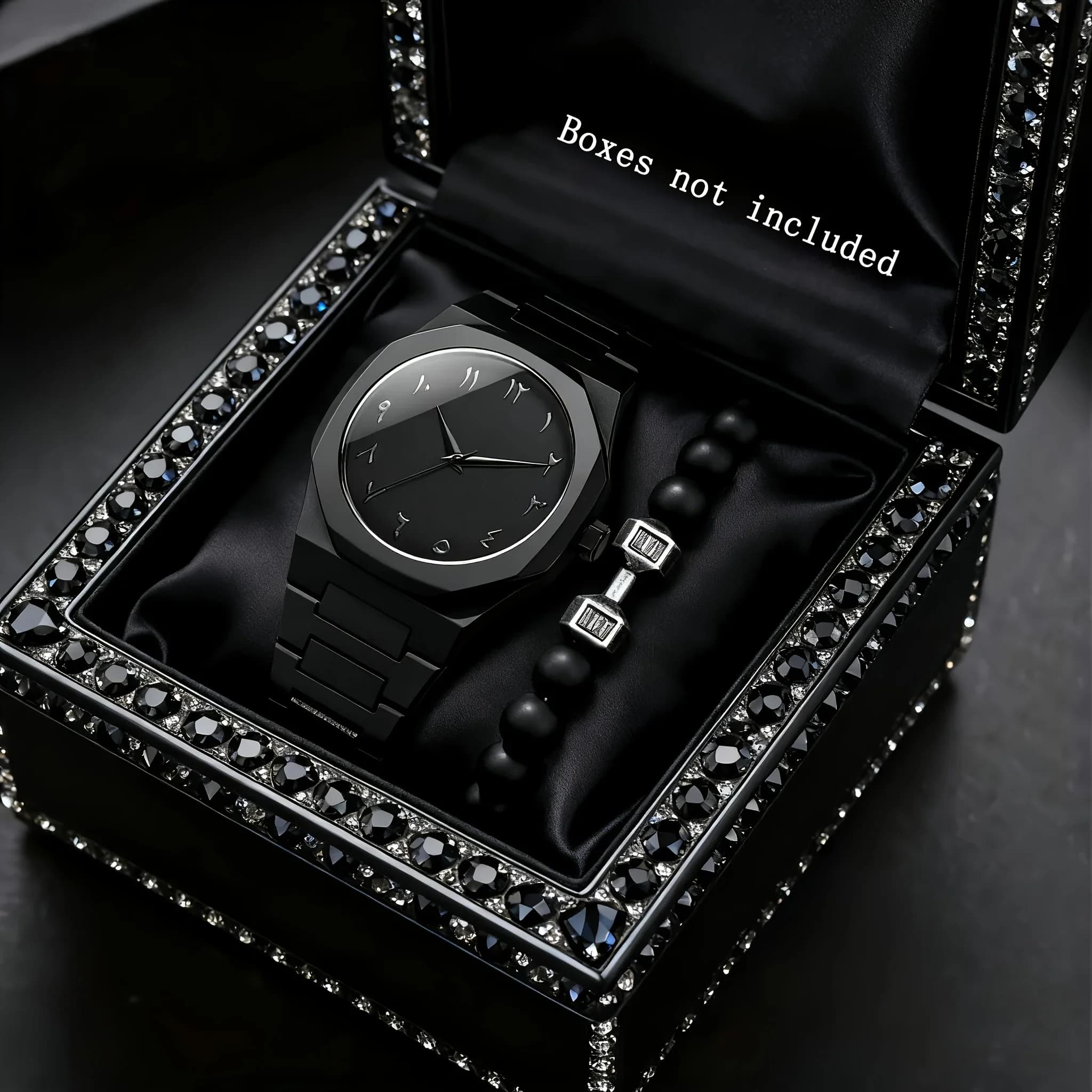 2 pezzi di orologi da uomo alla moda, casual, con cinturino in plastica, orologio da polso al quarzo da uomo, set di braccialetti con perline, Reloj Hombre (senza scatola)