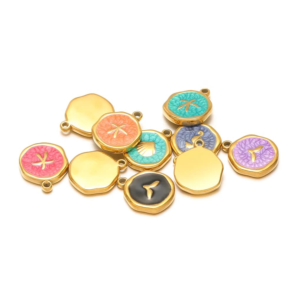 5 pcs stainless steel enameled star shaped shell multicolor pendants for diy earrings results of necklaces craft creation jewelry