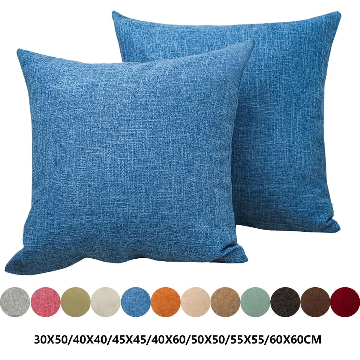 Solid Color Pillow Sheet 30X50/40X4045X45/40X60/50X50/55X55/60X60 Cosy linen square pillowcase for home bedroom office office