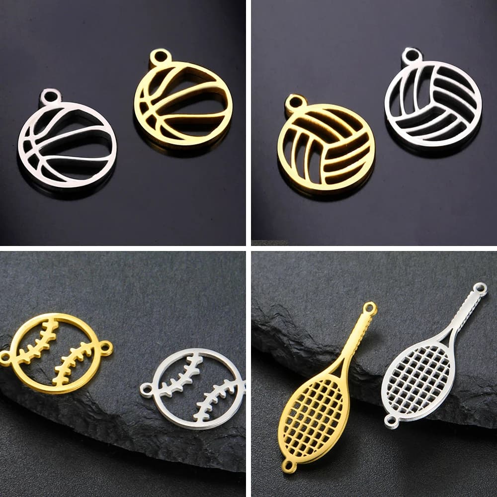 Teamer 5 pcs/Lot Volleyball Football Tennis Ball Mini Pendants And Pendants for Jewelry Production Sporty Pendant for Bracelet Wholesale FAI FROM YOU