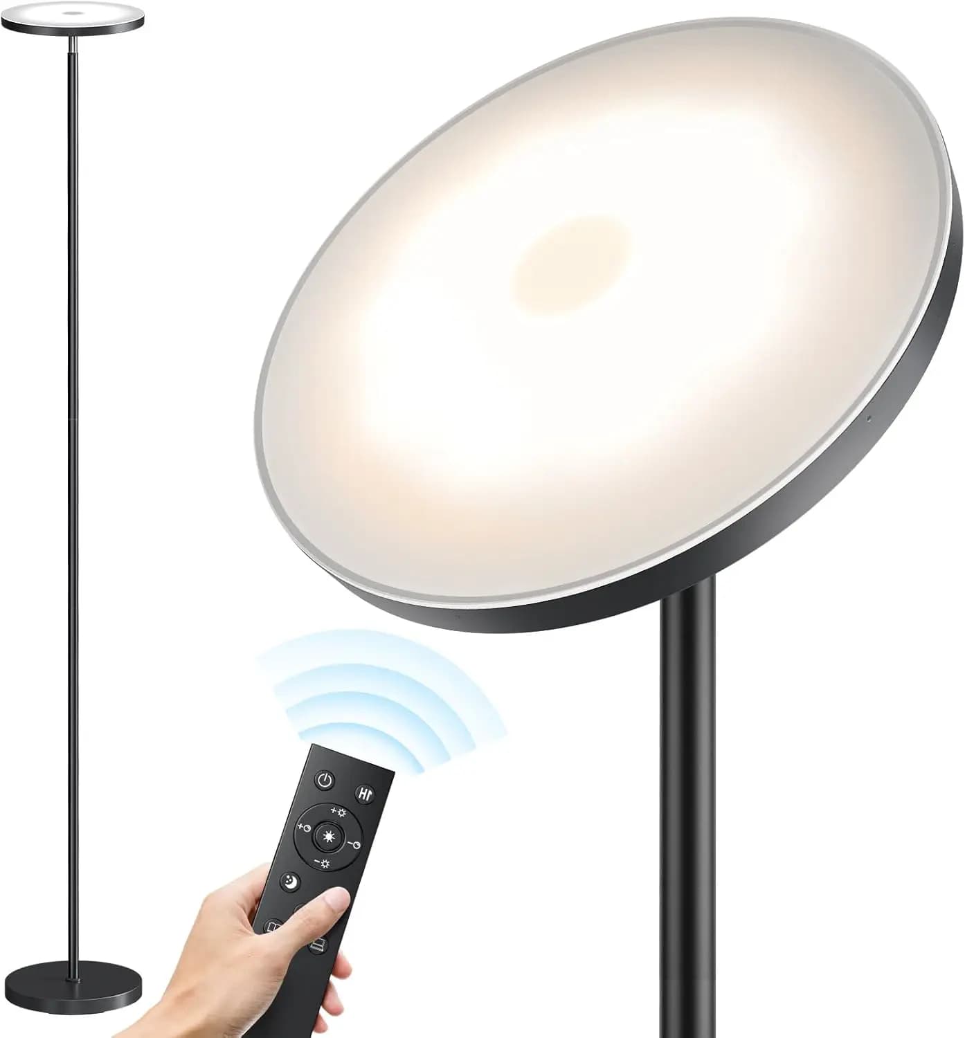 Lampada da Terra LED Moderna con Telecomando, Altezza 175 cm, Luce Regolabile Senza Fili per Soggiorno