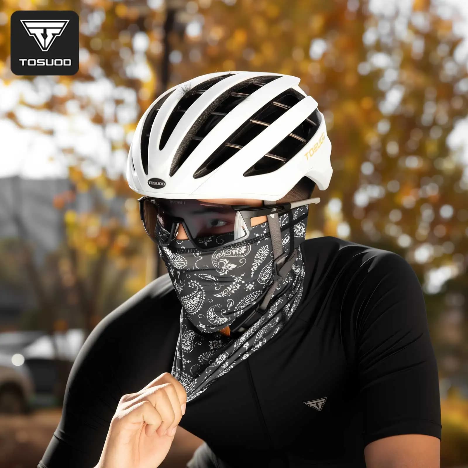 TOSUOD Maschera da Ciclismo in Seta Ghiacciata, Asciugatura Rapida, Traspirante, Copricollo, Sciarpa, Protezione Solare, Copertura Viso Rinfrescante