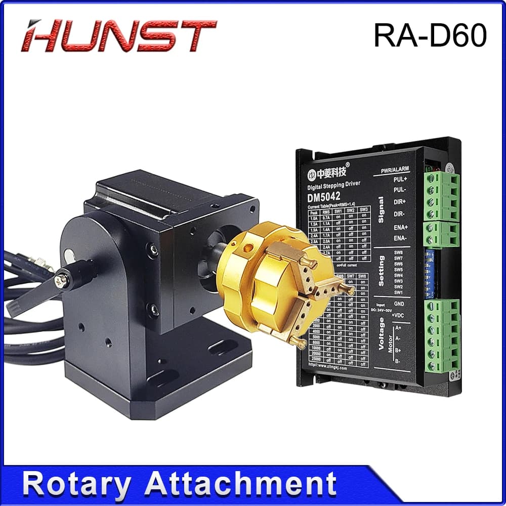 Macchina per Marcatura Laser Hunst D69 D60 con Asse Rotante per Incisione di Anelli, Bracciali e Gioielli, Attacco Rotante con Blocco Automatico
