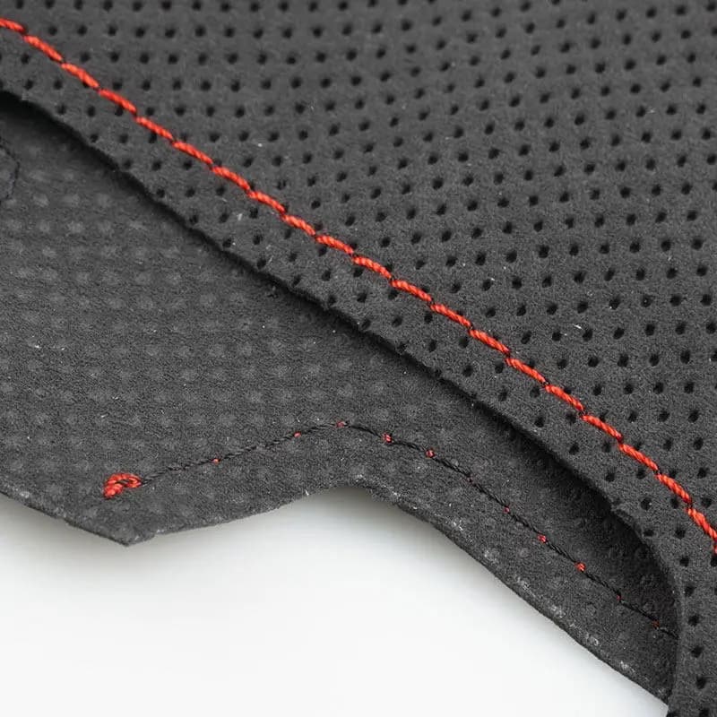 Coprivolante per auto cucito a mano Rivestimento in pelle scamosciata per VW Golf 5 V Touran 2003-2005 Polo 2003-2006 (4 raggi) con kit di fili