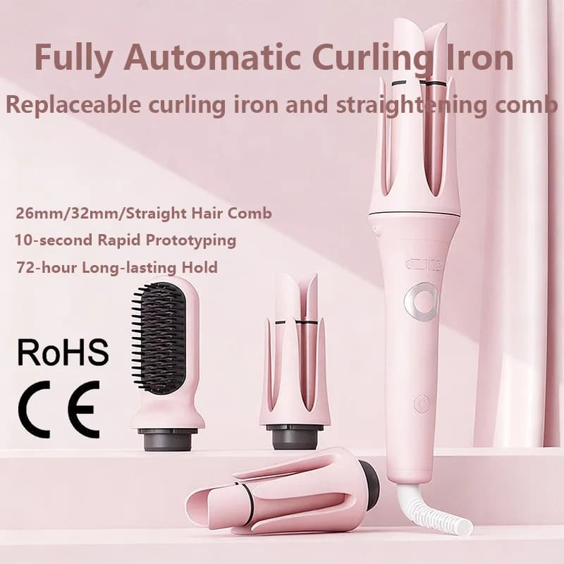 Fully automatic curling iron, set of tools for smoothing and curling hair, iron curling hair with double slit design with care of hair to negative ions