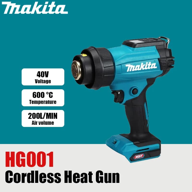 Makita HG001G 40V Cordless Heat Gun 600℃ Industrial Handheld Electric Heat Gun Temperatures Adjustable Power Tools Bare Metal