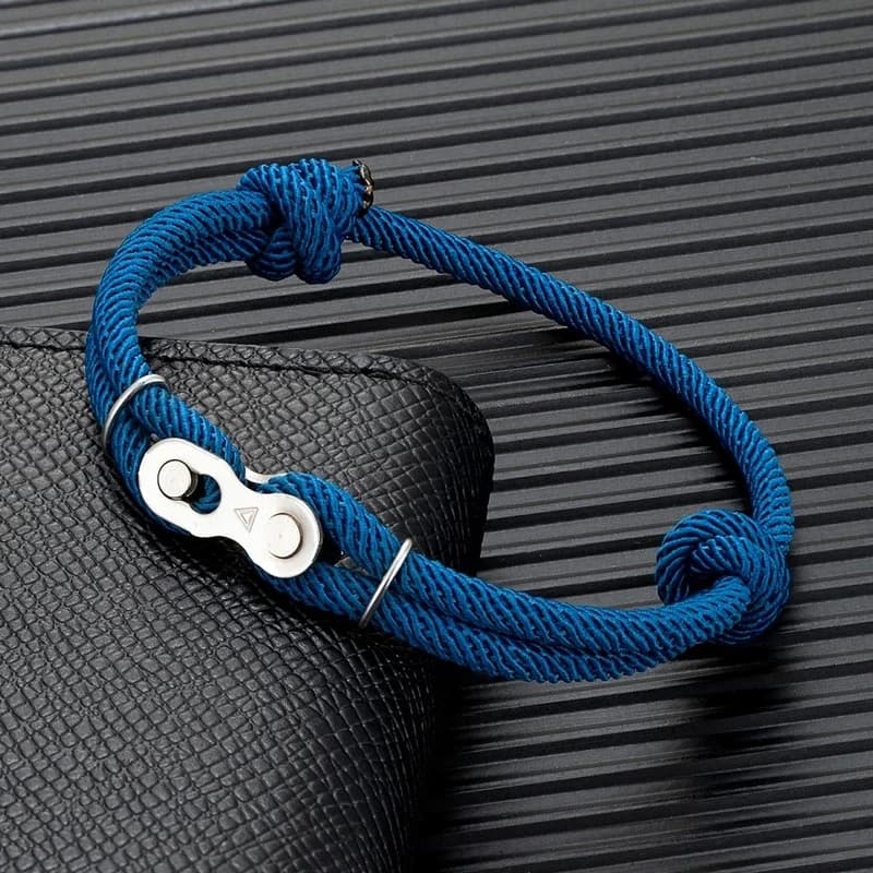 Locomotive Men Punk Rock Bicycle Chain Bracelet Adjustable Nautical Rope Bracelets Mountain Bike Magic Buckle Accessory