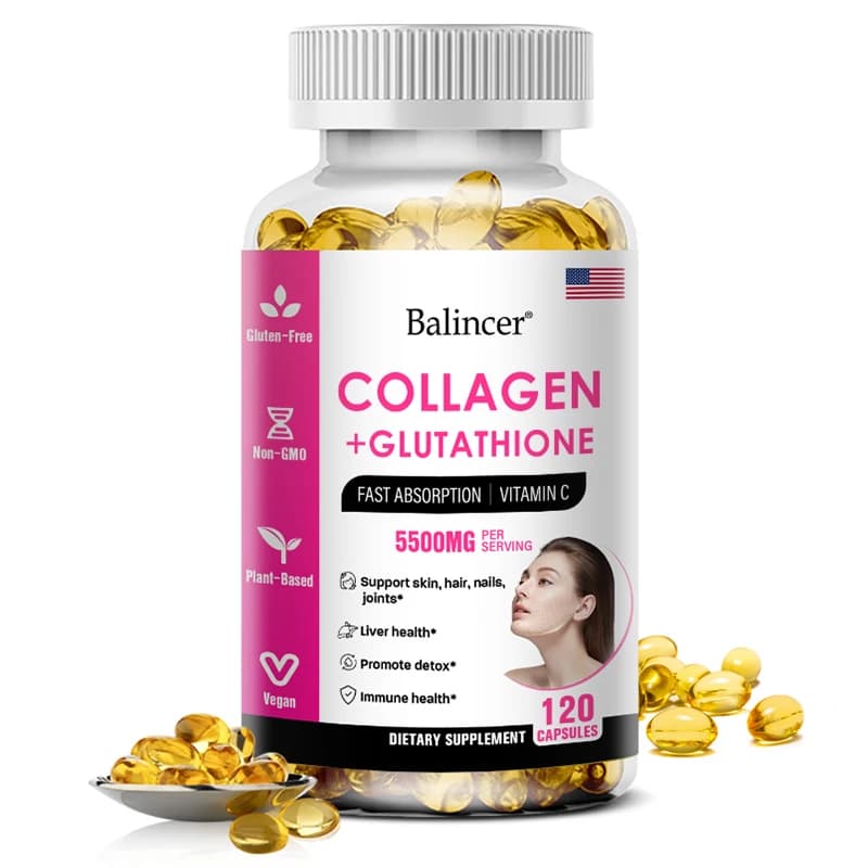 Glutatione and Collagen Capsules with Vitamin C for Skin Health, Skin Care, Beauty and Wellness for Women and Men, Nutre Deeply Skin