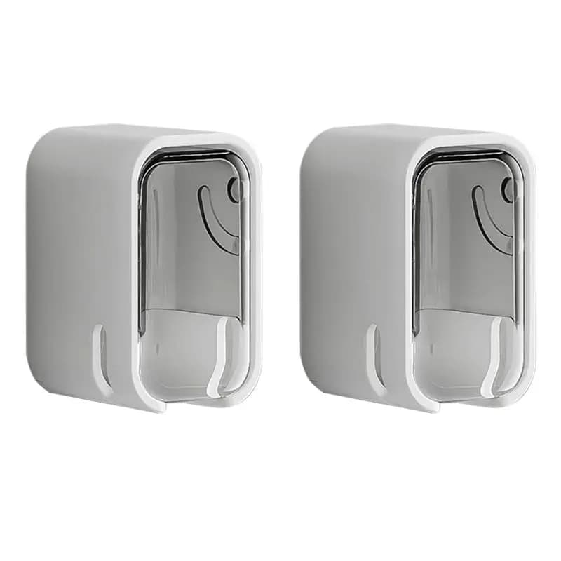 Portaspazzolino ABIY per viaggi in famiglia, design a slot singolo, dispenser da bagno per spazzolini, colore grigio