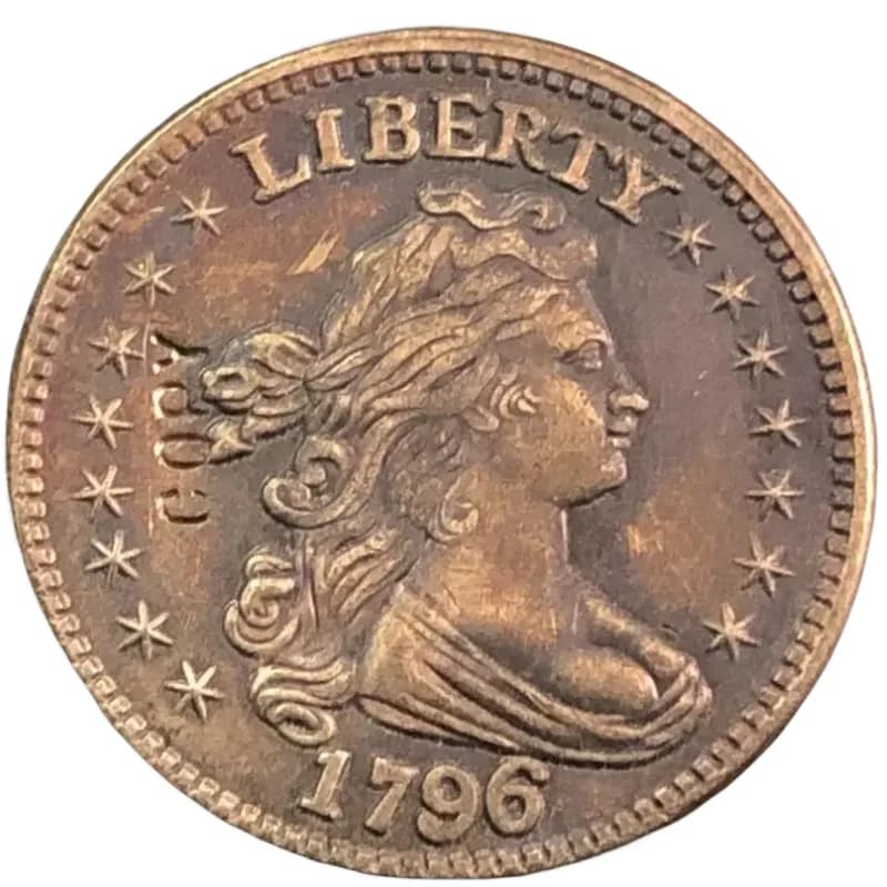 1796 US Busto drappeggiato Dime Moneta copia placcata in argento
