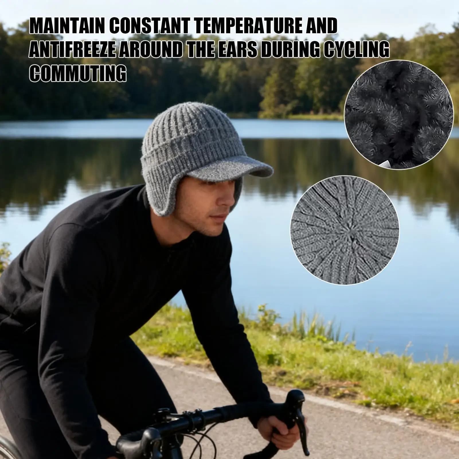 Cappello a cuffia con tesa lavorato a maglia copricapo traspirante berretto invernale lavorato a maglia per sci snowboard escursionismo pesca sul ghiaccio ciclismo campeggio neve