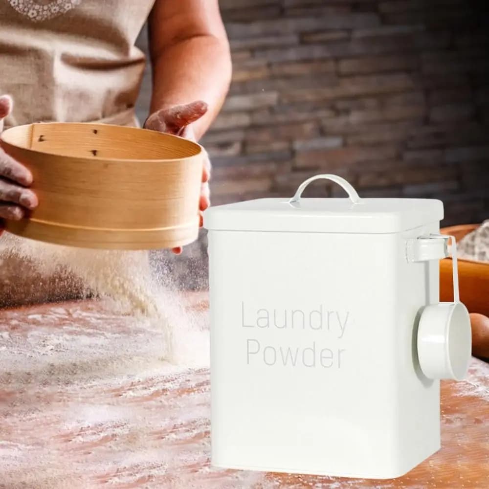 Capacity Tin Box Removable with Spoon Airtight Lid Covered Sealed Box Washing Dispenser Laundry Container Washing Powder Box