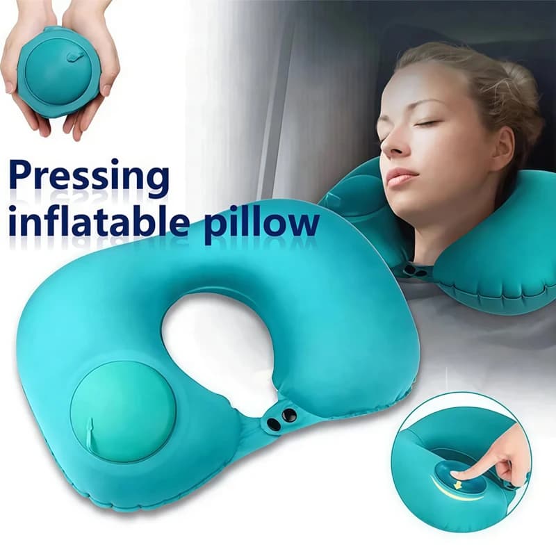 Cuscino Gonfiabile per il Collo a Forma di U, Poggiatesta Portatile per Dormire e Riposare, Cuscino da Viaggio Pieghevole per Aereo, Treno, Auto