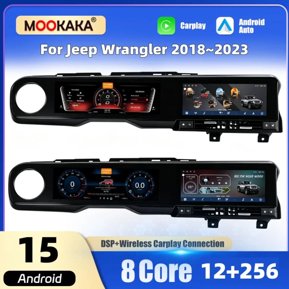 10.25 Inch Dual Screen Android Car Radio For Jeep Wrangler 2018~2023 GPS Navigation Touch Screen Wireless Phone Link Head Unit