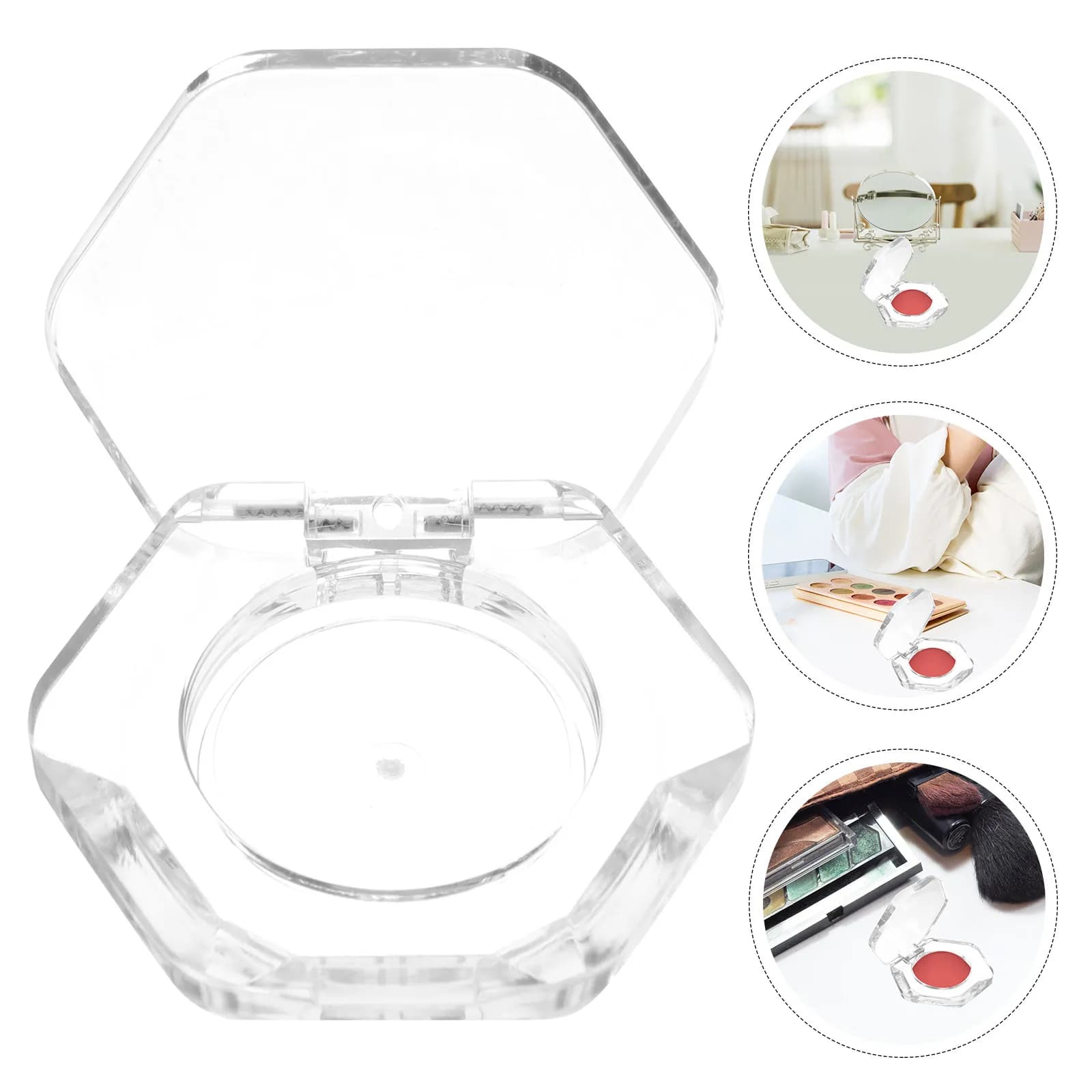 Set di 4 Contenitori Esagonali Vuoti per Ombretto, Ricaricabili e Robusti, Ideali per Viaggi, Outdoor, Fai-da-Te, Blush, Rossetto, Illuminante e Cipria