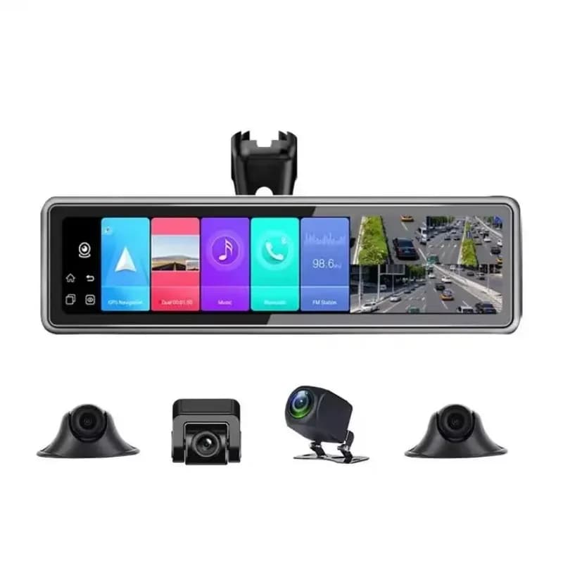 4G 4 canali Android 9.0 WiFi HD Navigazione GPS Sistema di telecamere per auto da 360 gradi Dash Cam con touch screen nello specchietto retrovisore