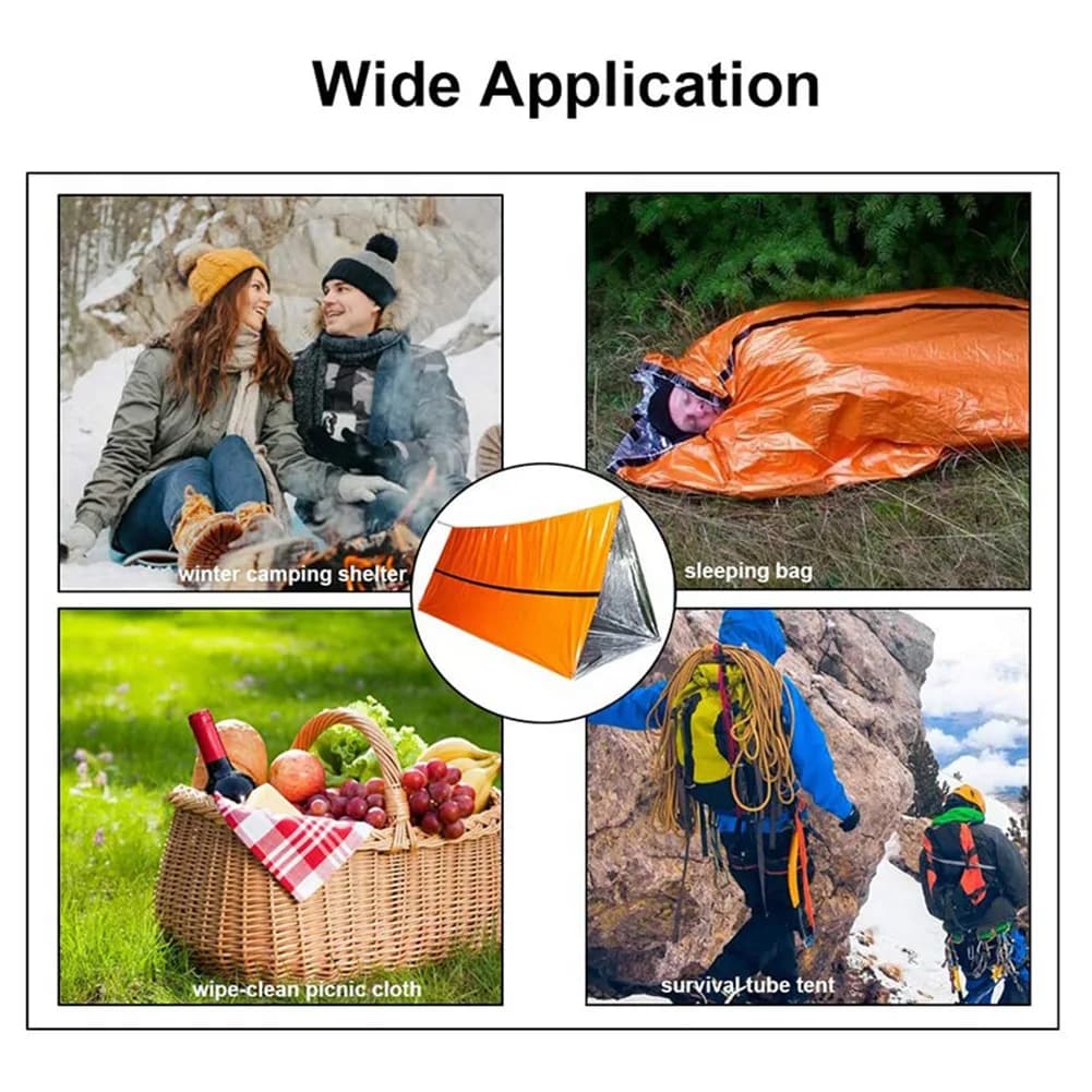 Survival Emergency Tent for 2X 2 persons with emergency sleeping bag - Waterproof rescue survival tent, emergency shelter