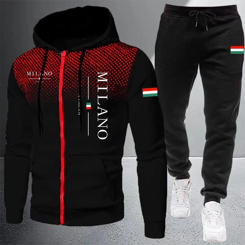 2026 High-end Men's Clothes Zip Hooded Sweatshirt Sports Jogging Tracksuit AutumnWinter Casual Single Mix and Match Jacket Pants