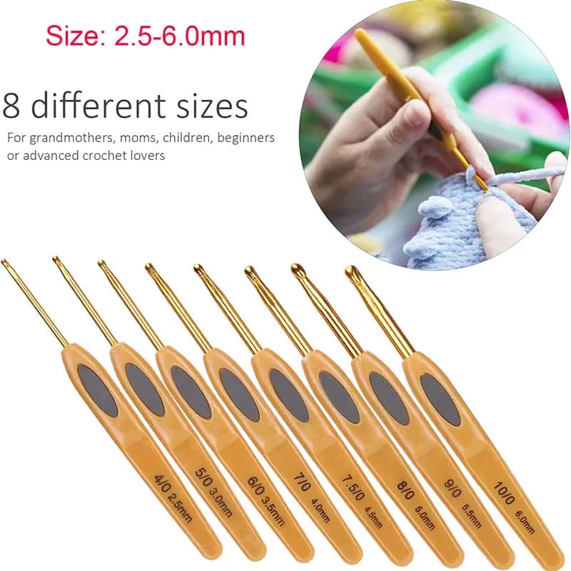 8 Pz/set 2.5-6.0mm Uncinetti In Alluminio Ergonomico Ago Da Maglia Uncinetto Uncinetto Ferri Da Maglia per Uncinetto Filato Mestiere