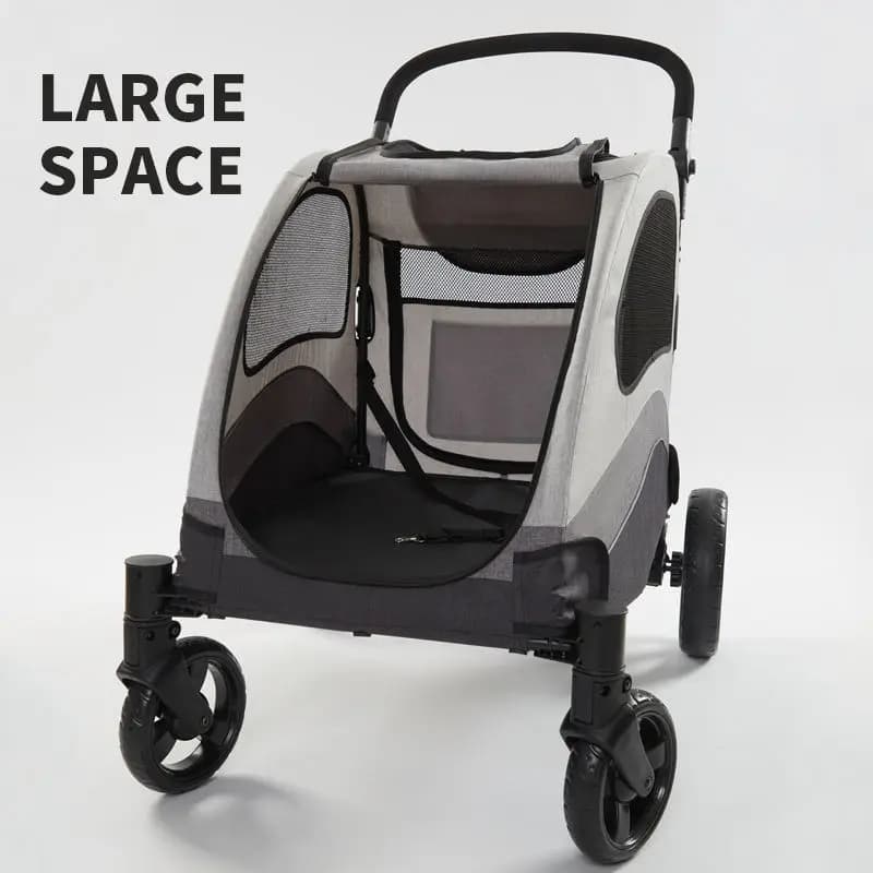 Passeggino di Lusso a 4 Ruote per Animali Domestici con Gabbia Rimovibile, Chiusura Facile con Una Mano, Trasportino Leggero da Viaggio, Tessuto Trasparente, alla Moda per Cani