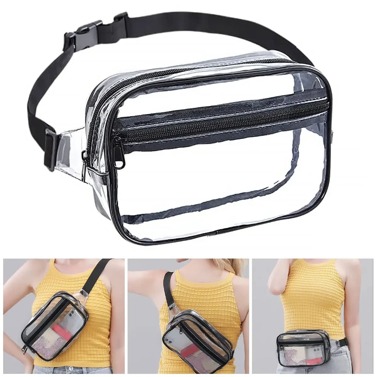 Transparent Waist Bag Waterproof PVC Waist Bag Shoulder Bag with Adjustable Shoulder Strap For Beach Travel Fitness Bag For Concerts