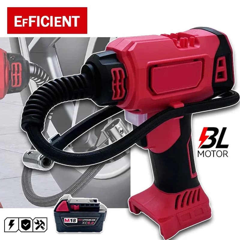 Pompa d'aria elettrica senza fili per pneumatici auto, gonfiatore automatico, compressore d'aria portatile ricaricabile per batteria Milwaukee 18V