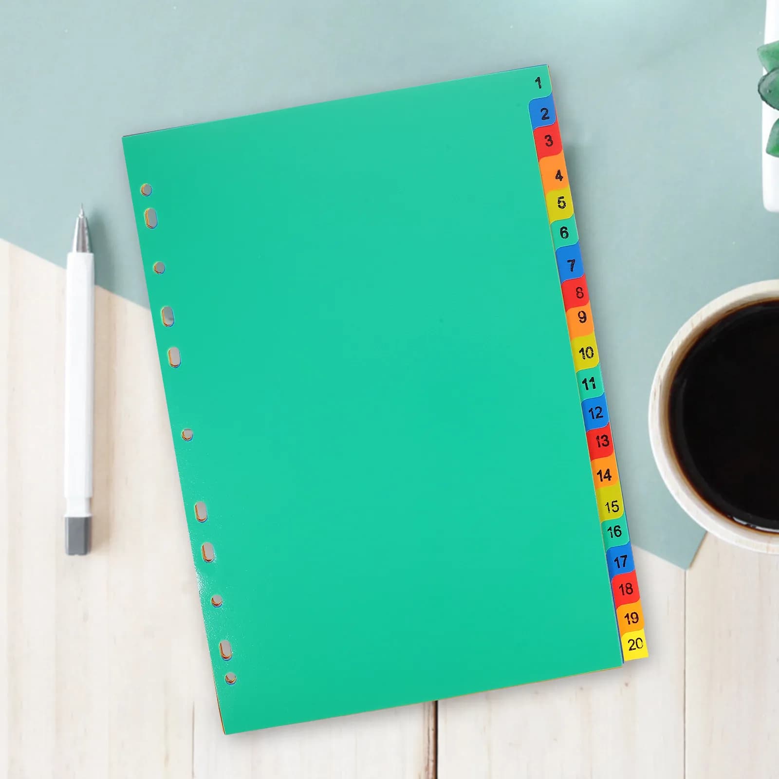 Set di 20 divisori in plastica PP con etichette scrivibili per quaderni a fogli mobili, agende, organizzatori e divisori per archivio