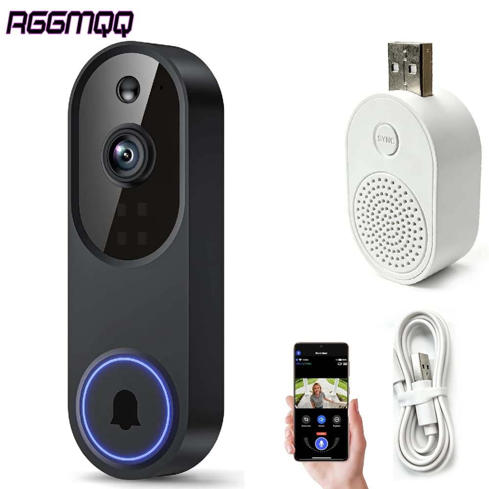 Wireless Wi-Fi Video Doorbell Camera with AI Motion Detection, 2 Way Audio, Night Vision,2.4GHz Wi-Fi Only, Battery Powered